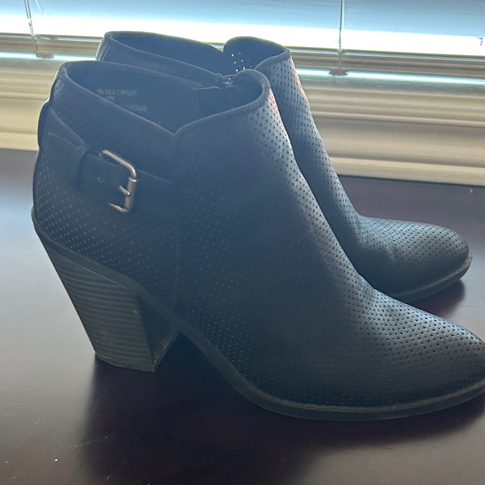 Esprit Perforated Black Ankle Booties